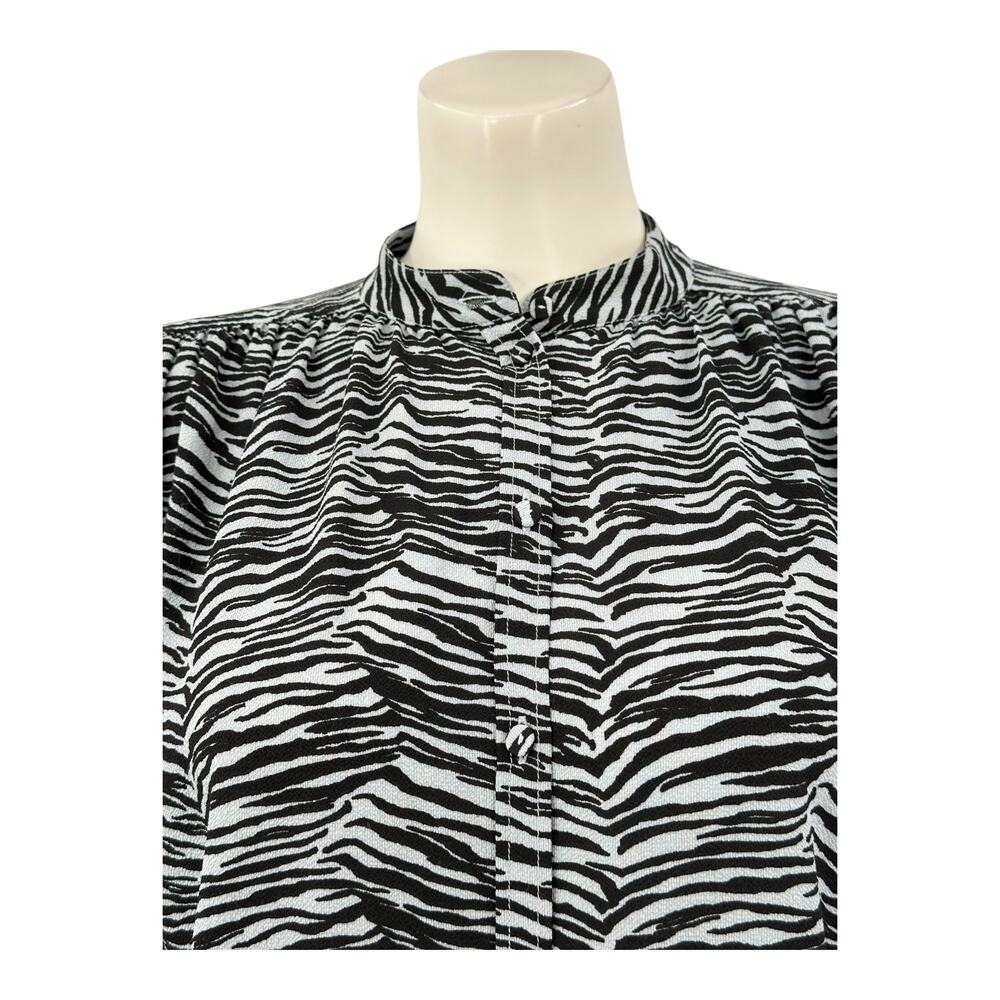 Rebecca Taylor Black and White Zebra Print Button Down Shirt - Picture 2 of 9